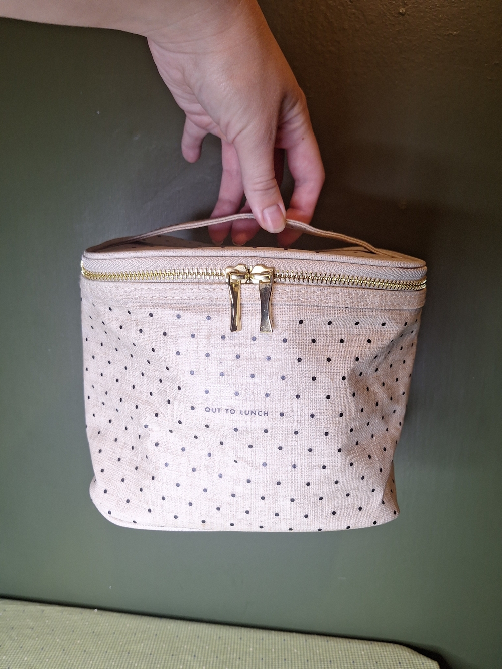 kate spade Insulated Tote Bag Polka Dot Case with Gold Hardware